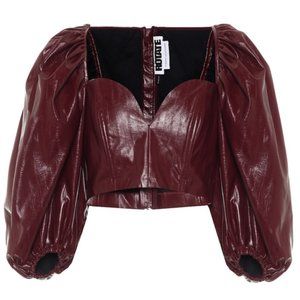 Irina Faux Leather Puff Sleeve Top